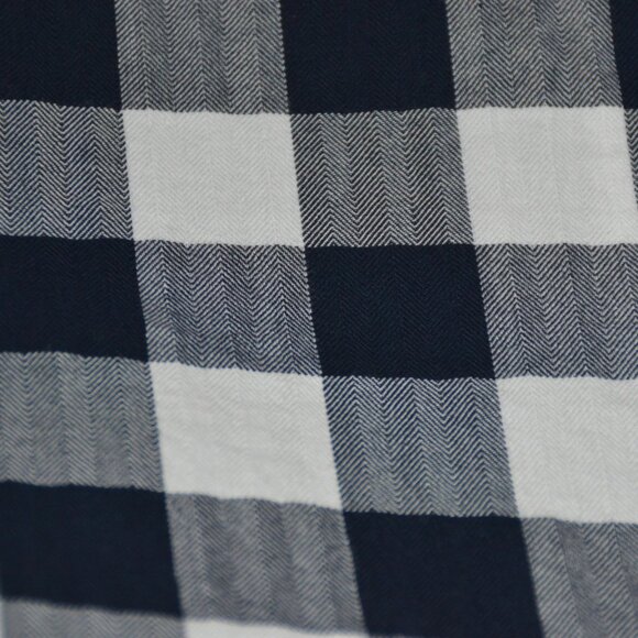 Pottery Barn Buffalo Check Gingham Navy Blue QUEEN Reversible Duvet Cover Cotton - Picture 3 of 7